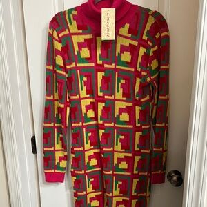 Colorful Geometric Long Sleeve Dress